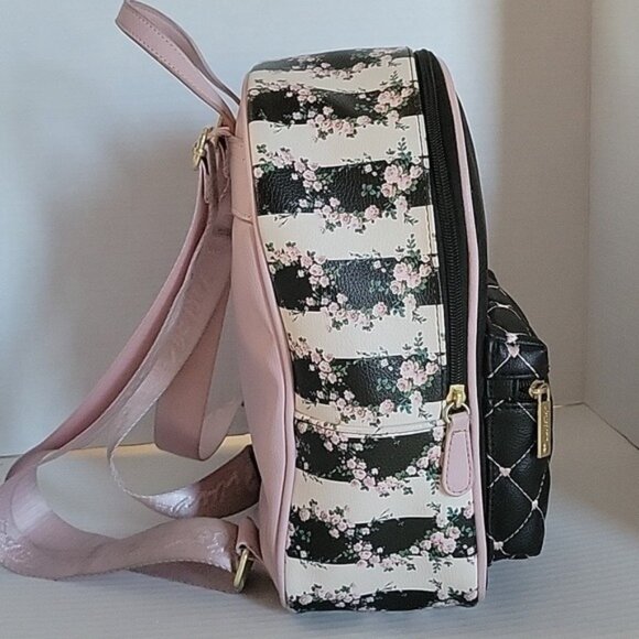 Betsey Johnson Quilted Mini Backpack Bag Pink Black Floral Women\'s Woman\'s main image 13
